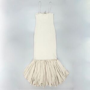 NWT The Line by K YONAS DRESS Cement Taupe Rib Knit Midi Clean Girl Minimalist